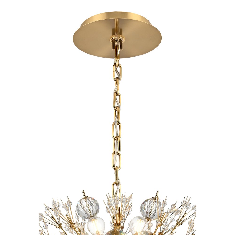 Vera 36 inch crystal starburst oval pendant in gold. Picture 9