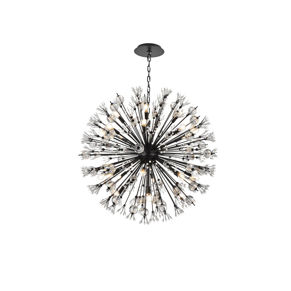 Vera 38 inch crystal starburst round pendant in black. Picture 1