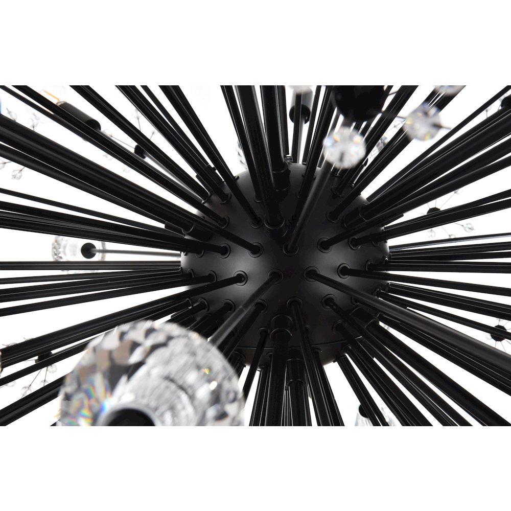Vera 38 inch crystal starburst round pendant in black. Picture 5