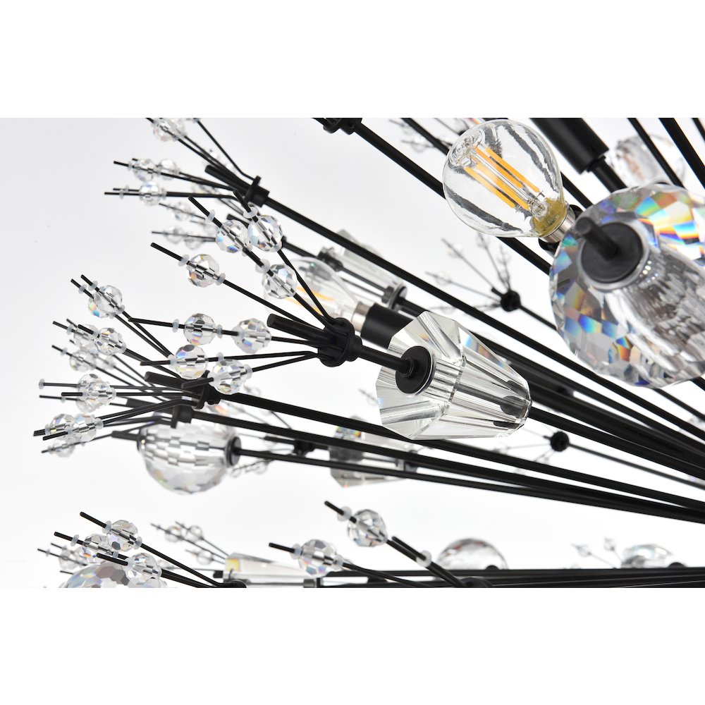 Vera 38 inch crystal starburst round pendant in black. Picture 6