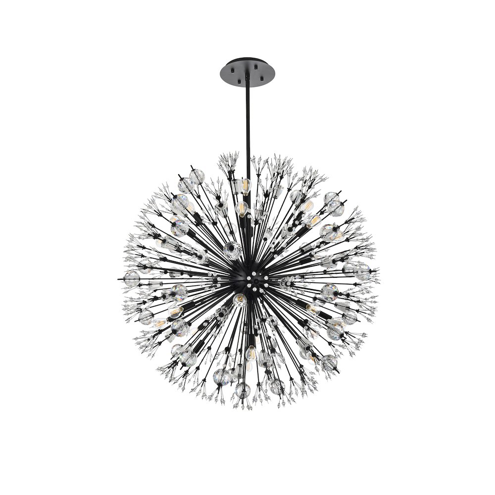 Vera 38 inch crystal starburst round pendant in black. Picture 7
