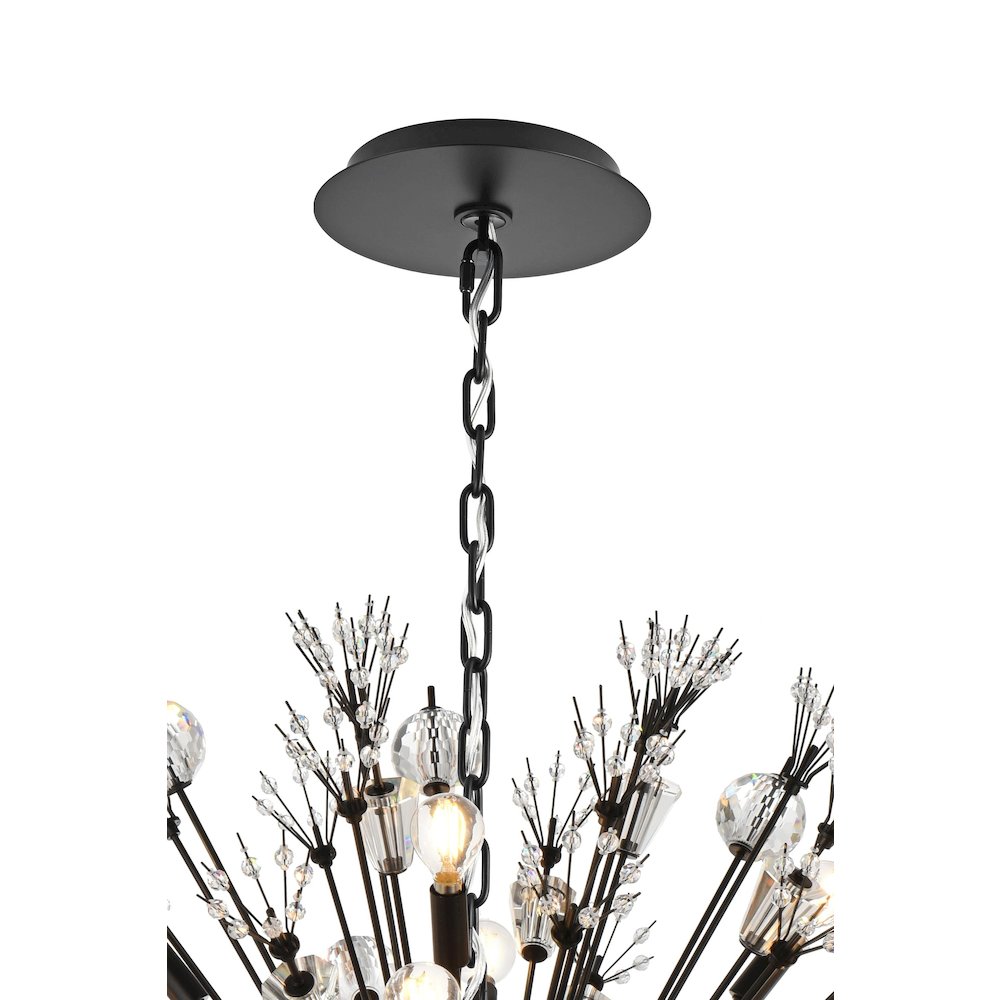 Vera 38 inch crystal starburst round pendant in black. Picture 9