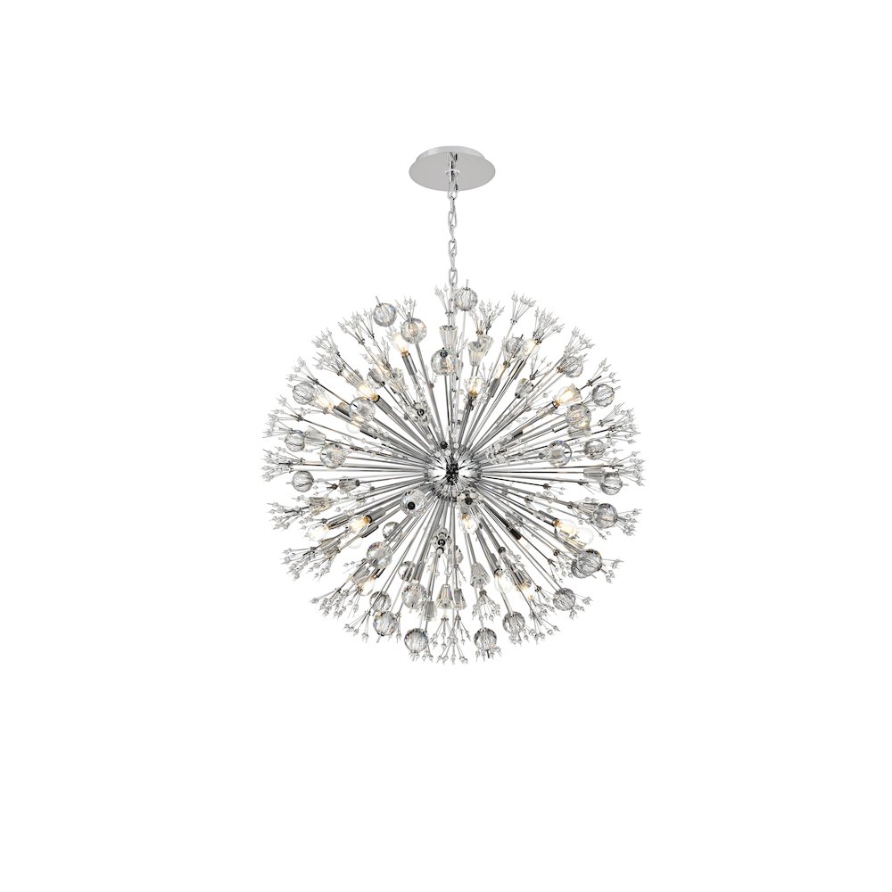 Vera 38 inch crystal starburst round pendant in chrome. Picture 1