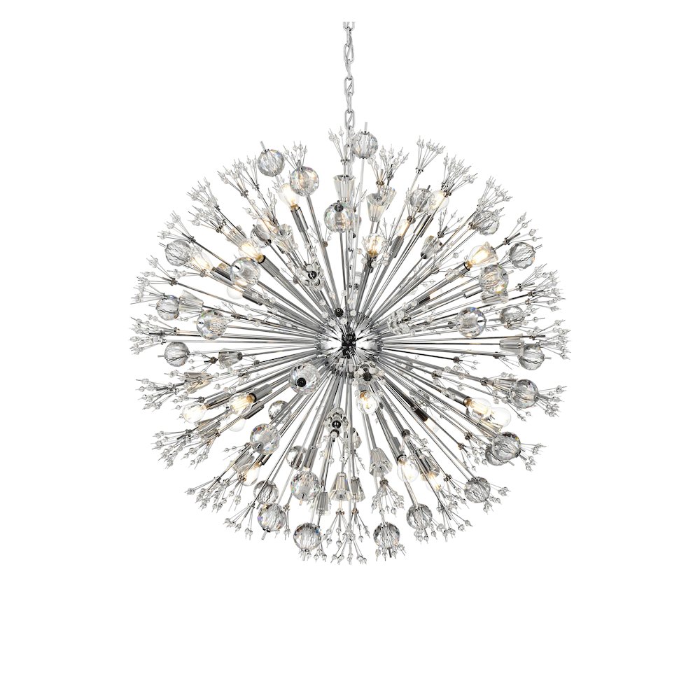 Vera 38 inch crystal starburst round pendant in chrome. Picture 3