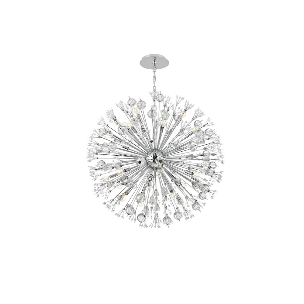 Vera 38 inch crystal starburst round pendant in chrome. Picture 7