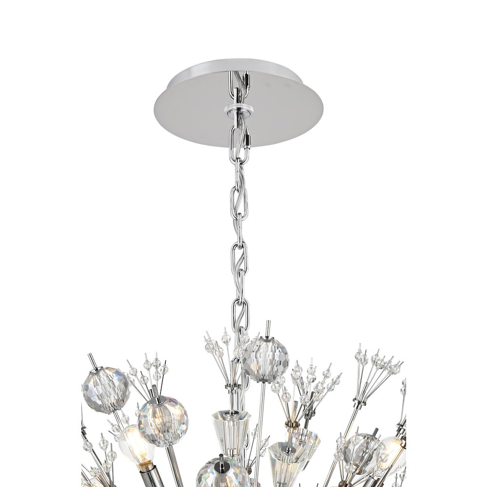 Vera 38 inch crystal starburst round pendant in chrome. Picture 9