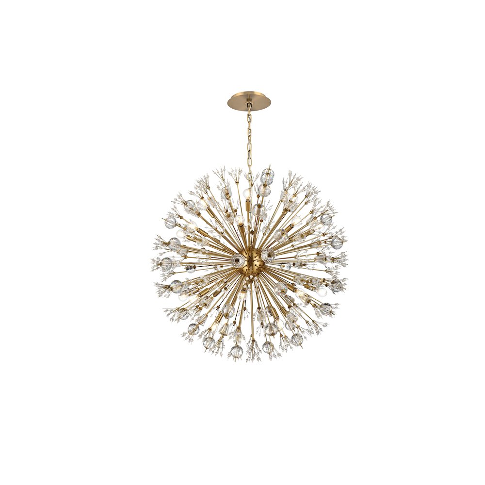 Vera 38 inch crystal starburst round pendant in gold. Picture 1