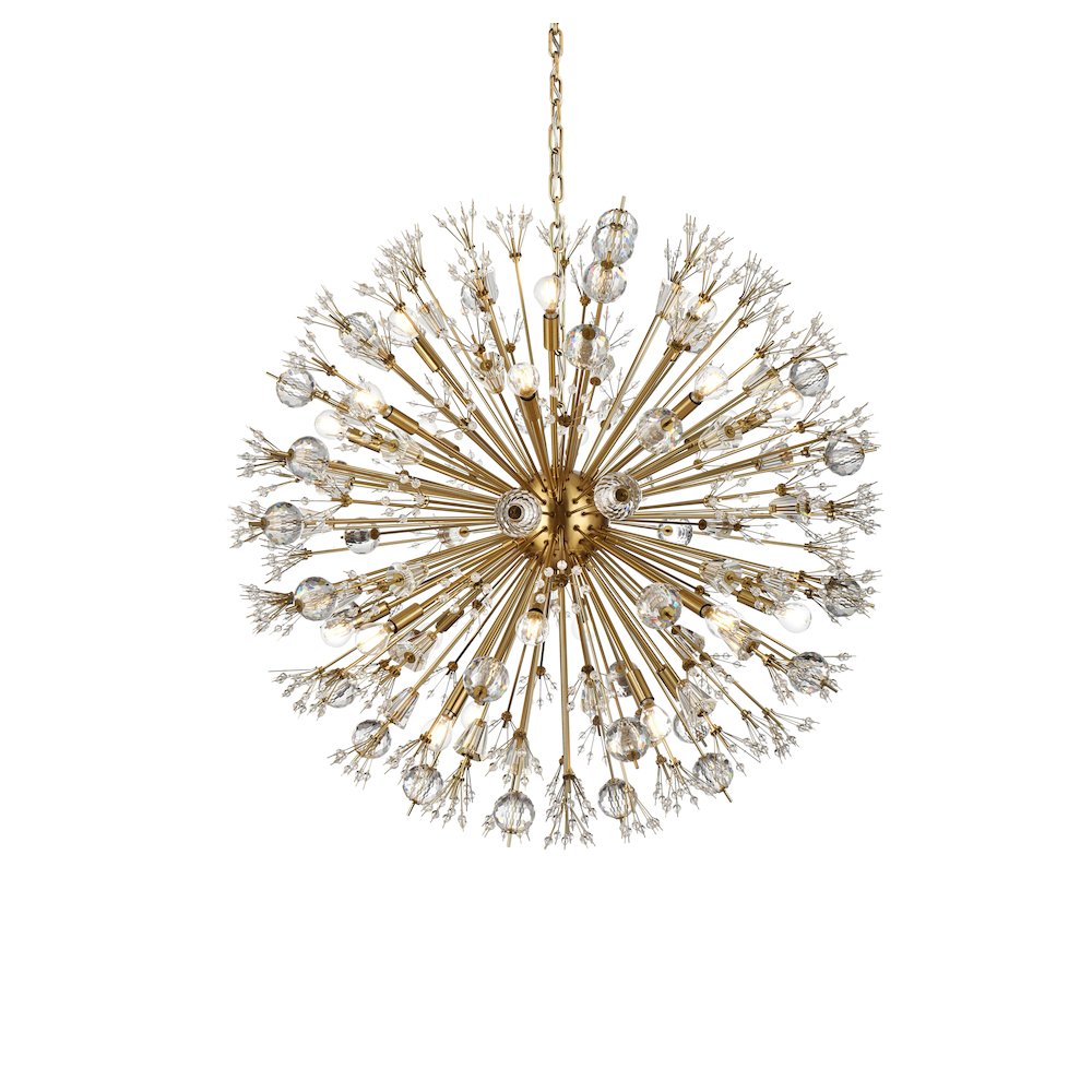 Vera 38 inch crystal starburst round pendant in gold. Picture 3