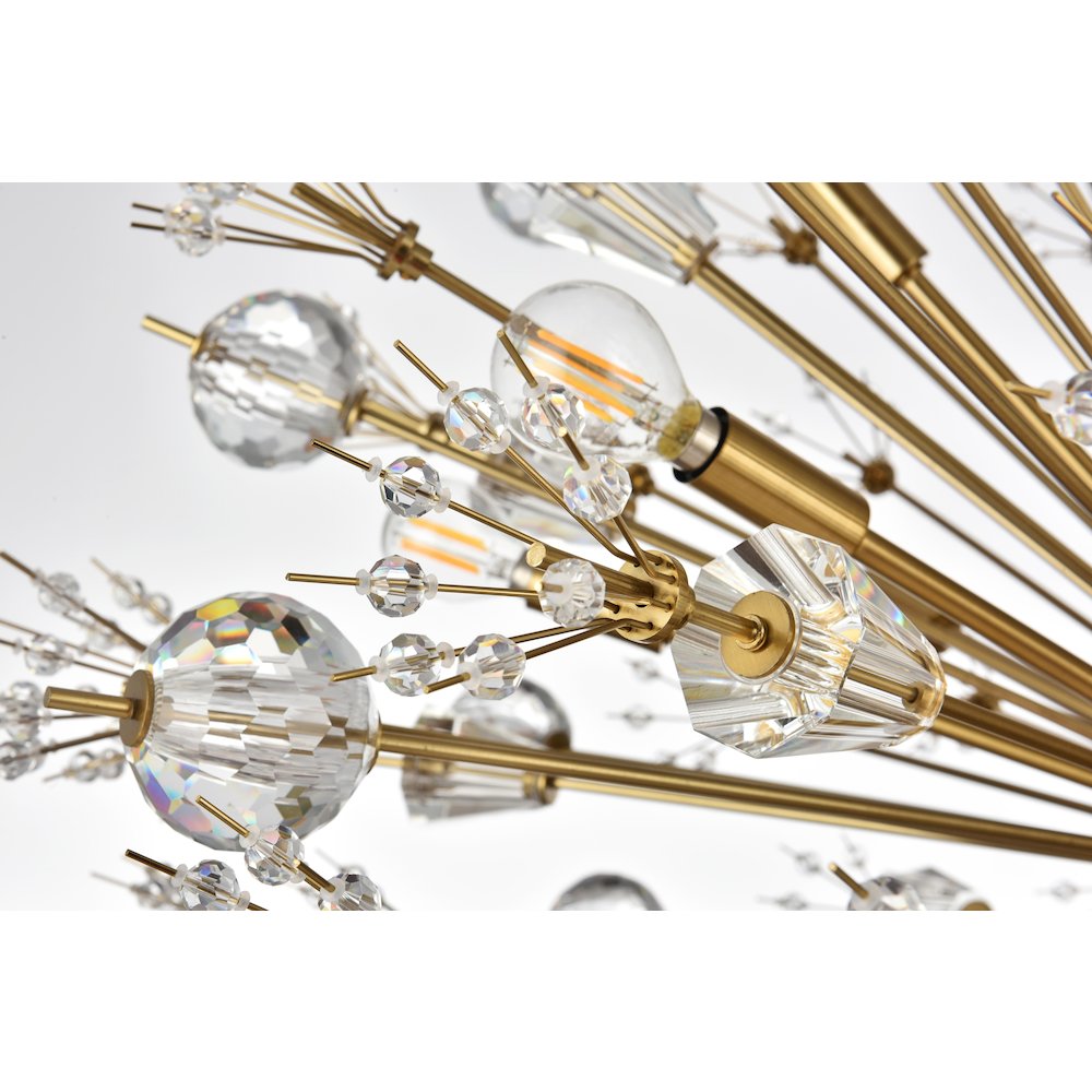 Vera 38 inch crystal starburst round pendant in gold. Picture 4