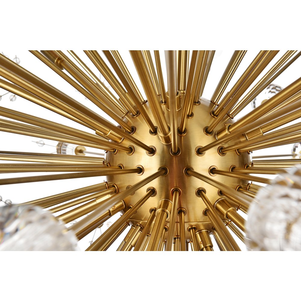 Vera 38 inch crystal starburst round pendant in gold. Picture 5