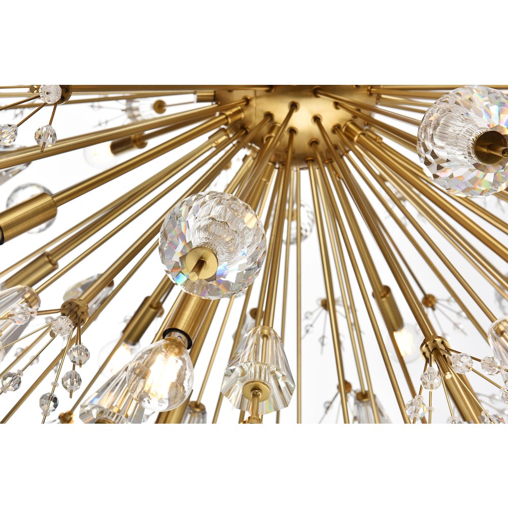 Vera 38 inch crystal starburst round pendant in gold. Picture 6