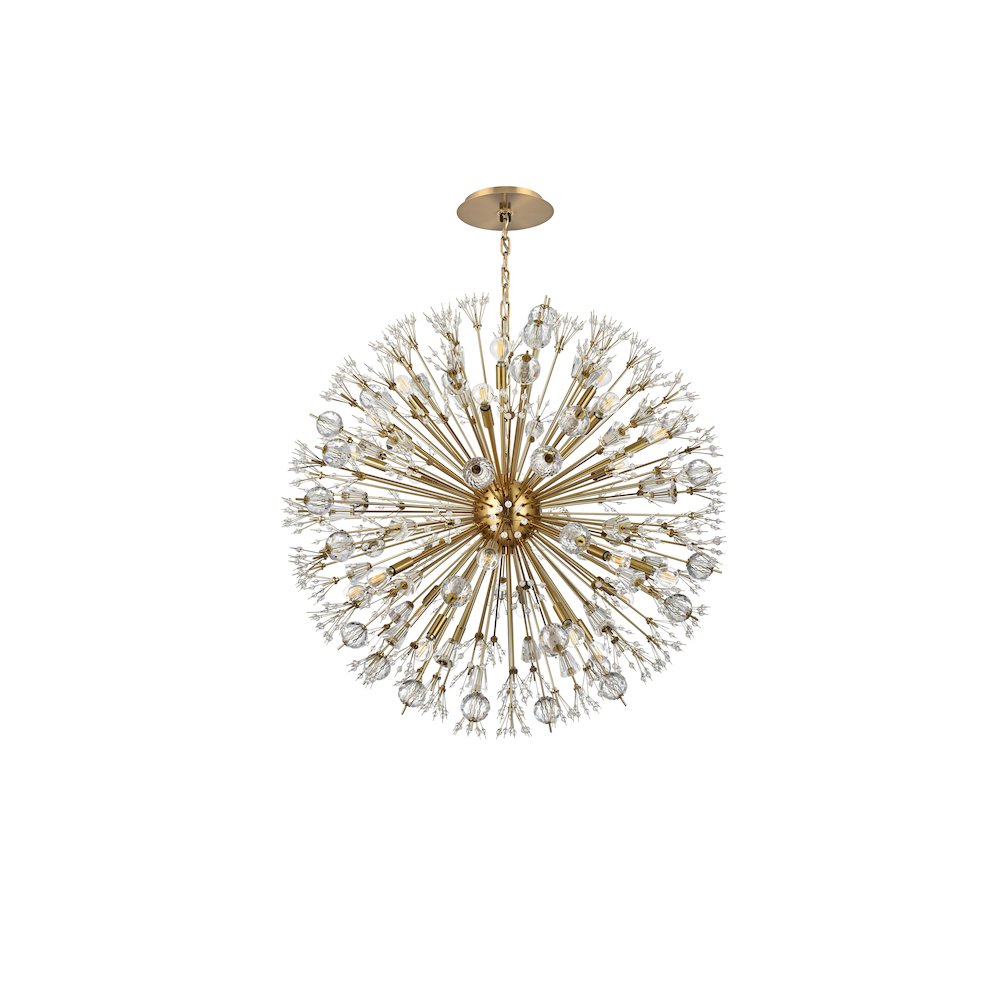Vera 38 inch crystal starburst round pendant in gold. Picture 7