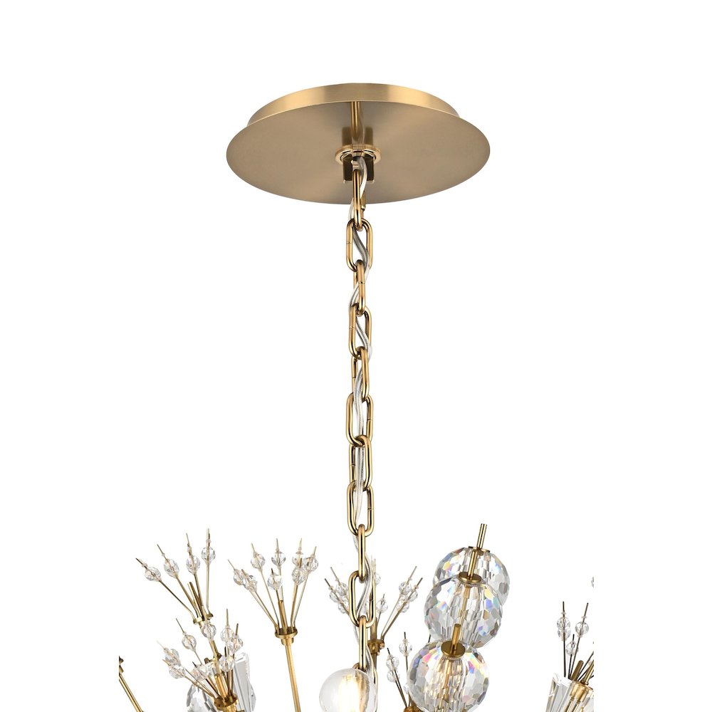 Vera 38 inch crystal starburst round pendant in gold. Picture 9