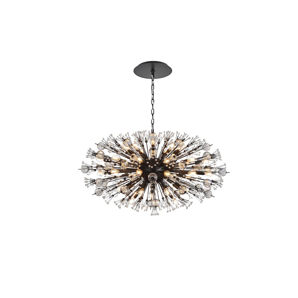 Vera 42 inch crystal starburst oval pendant in black. Picture 1
