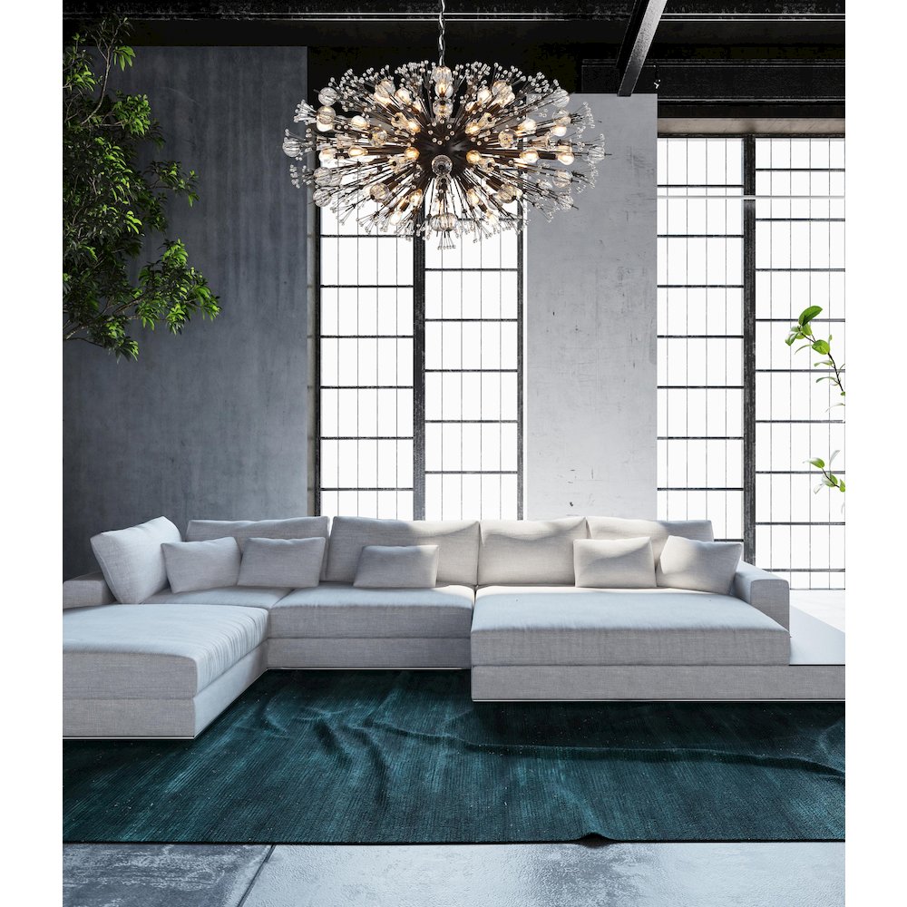 Vera 42 inch crystal starburst oval pendant in black. Picture 2