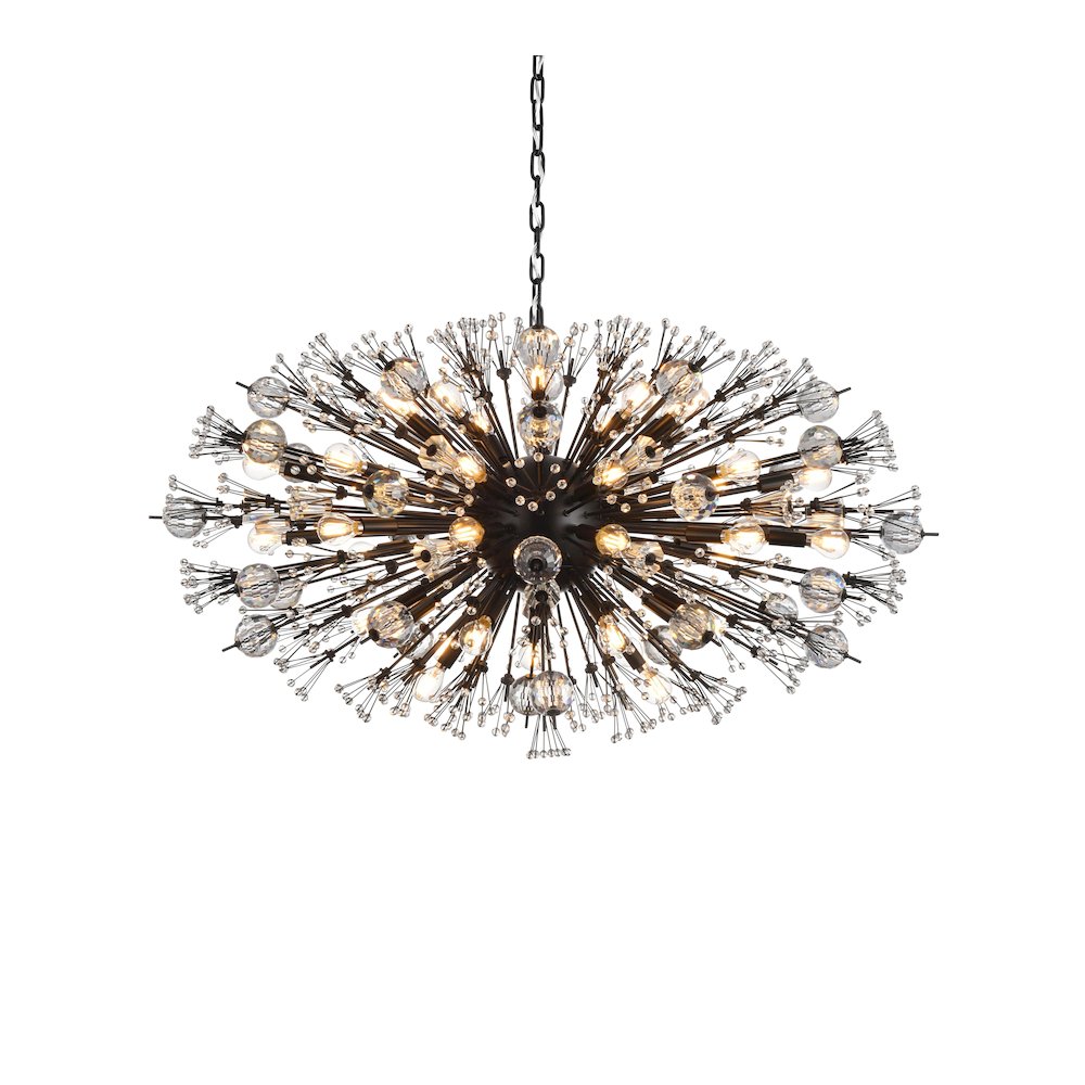 Vera 42 inch crystal starburst oval pendant in black. Picture 3