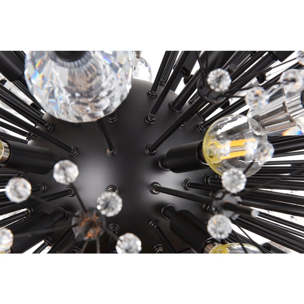 Vera 42 inch crystal starburst oval pendant in black. Picture 5