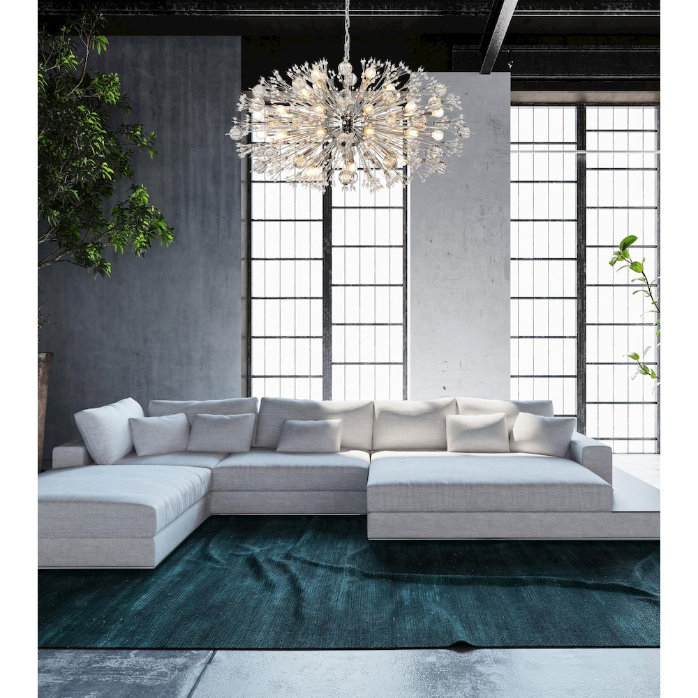 Vera 42 inch crystal starburst oval pendant in chrome. Picture 2