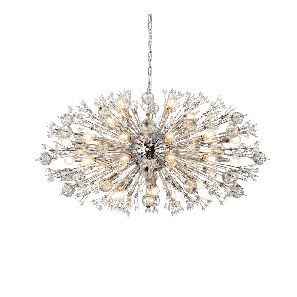 Vera 42 inch crystal starburst oval pendant in chrome. Picture 3