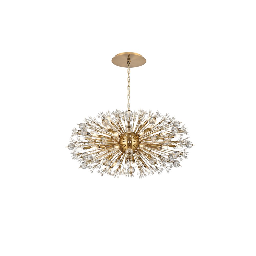 Vera 42 inch crystal starburst oval pendant in gold. Picture 1