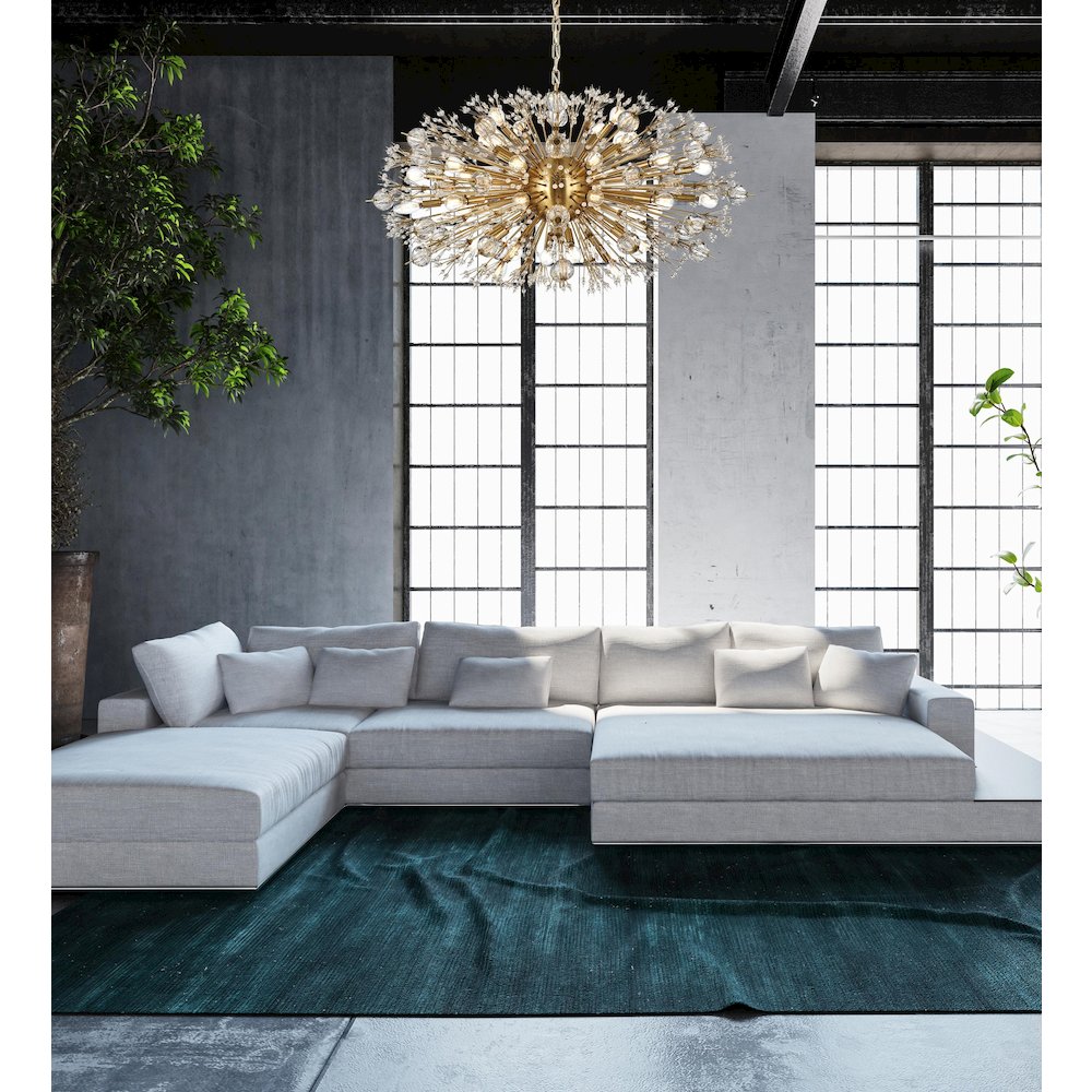 Vera 42 inch crystal starburst oval pendant in gold. Picture 2