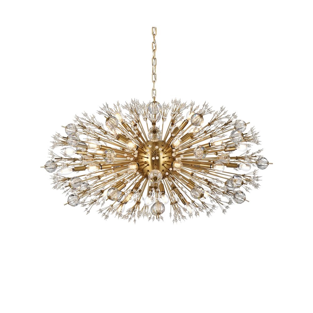 Vera 42 inch crystal starburst oval pendant in gold. Picture 3