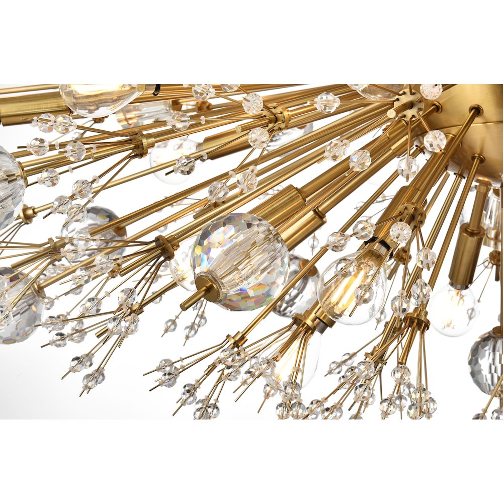 Vera 42 inch crystal starburst oval pendant in gold. Picture 4