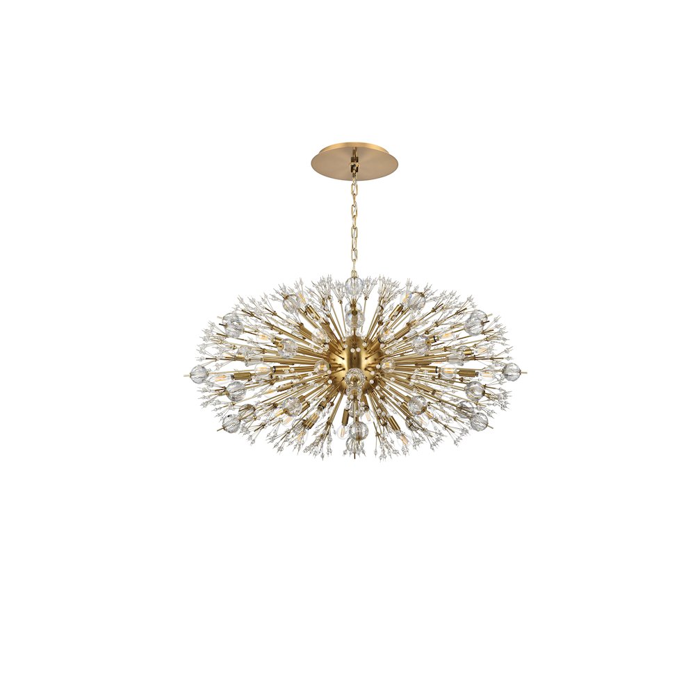 Vera 42 inch crystal starburst oval pendant in gold. Picture 7
