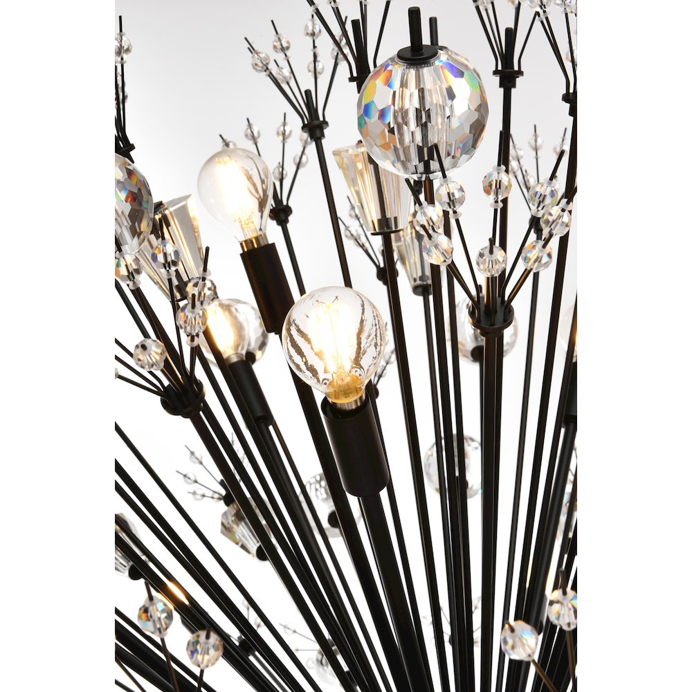 Vera 44 inch crystal starburst round pendant in black. Picture 4