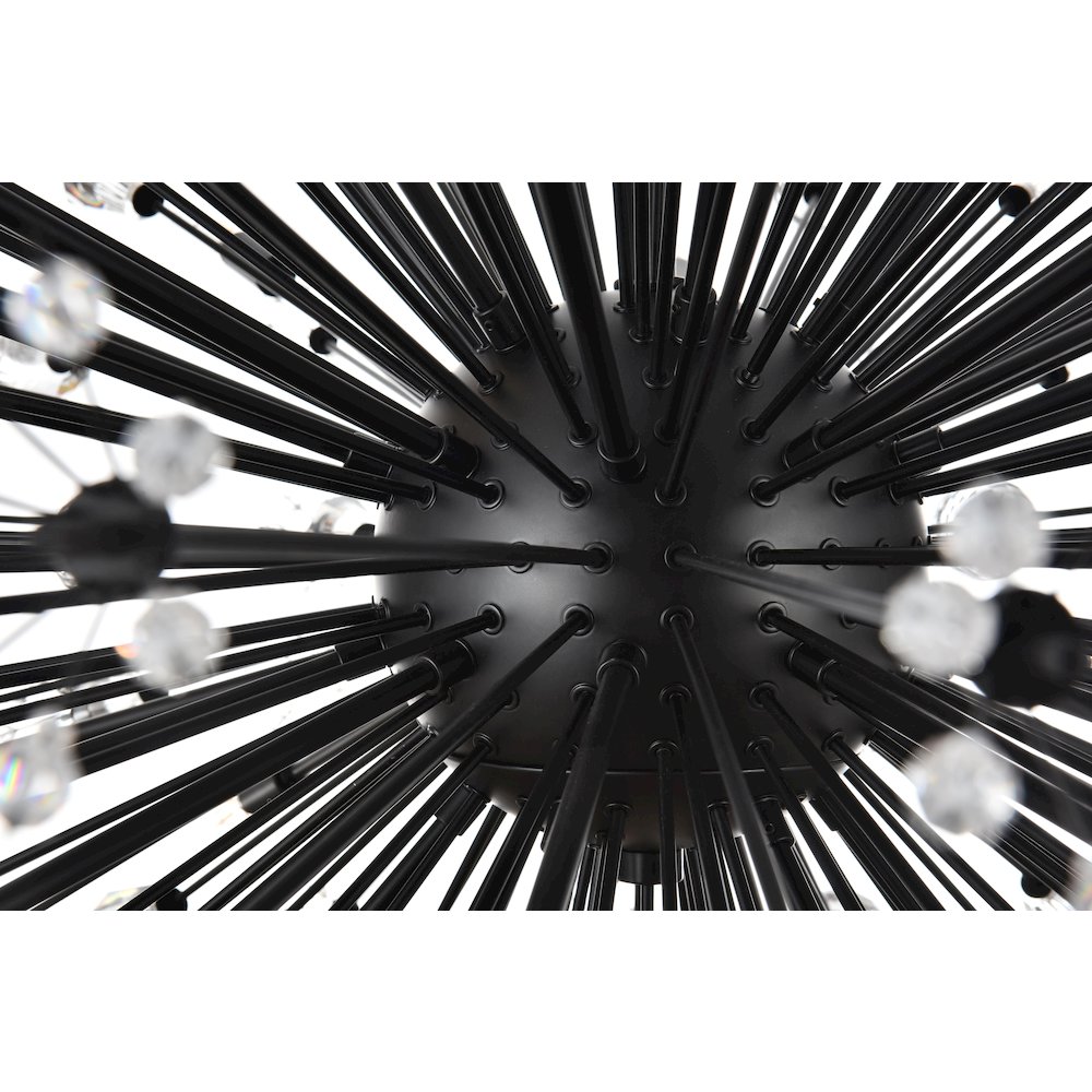 Vera 44 inch crystal starburst round pendant in black. Picture 5