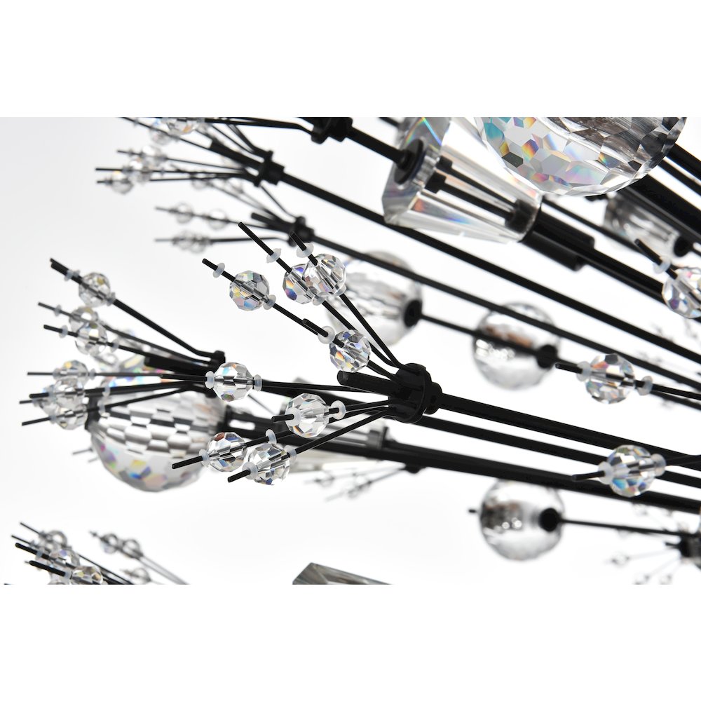 Vera 44 inch crystal starburst round pendant in black. Picture 6