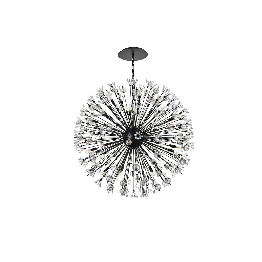 Vera 44 inch crystal starburst round pendant in black. Picture 7