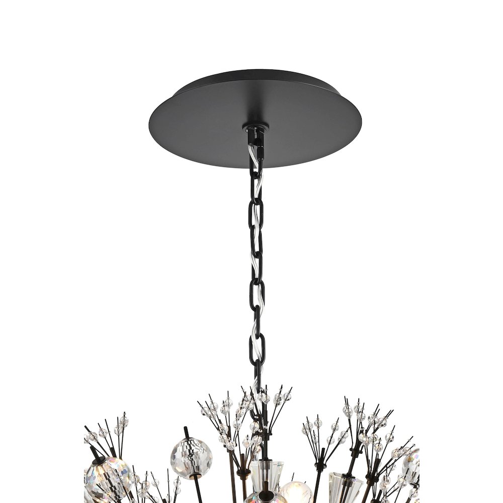 Vera 44 inch crystal starburst round pendant in black. Picture 9