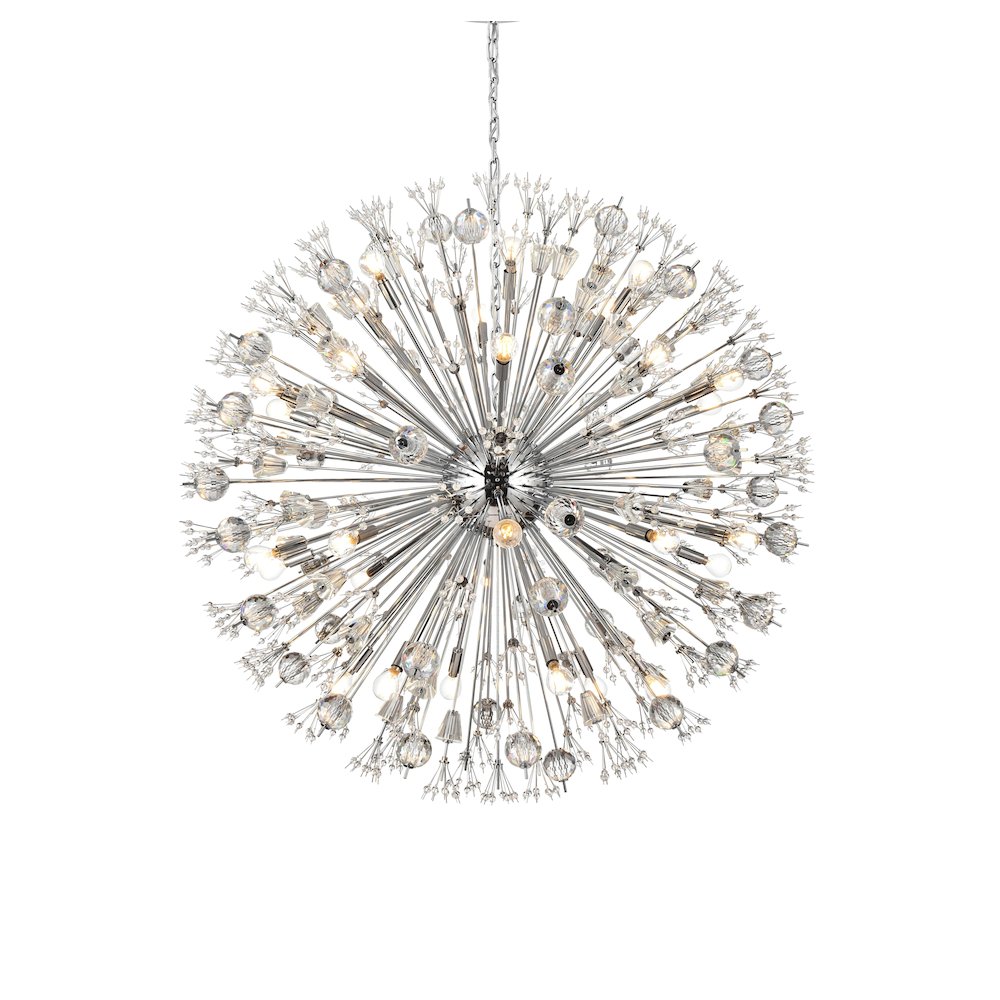 Vera 44 inch crystal starburst round pendant in chrome. Picture 3