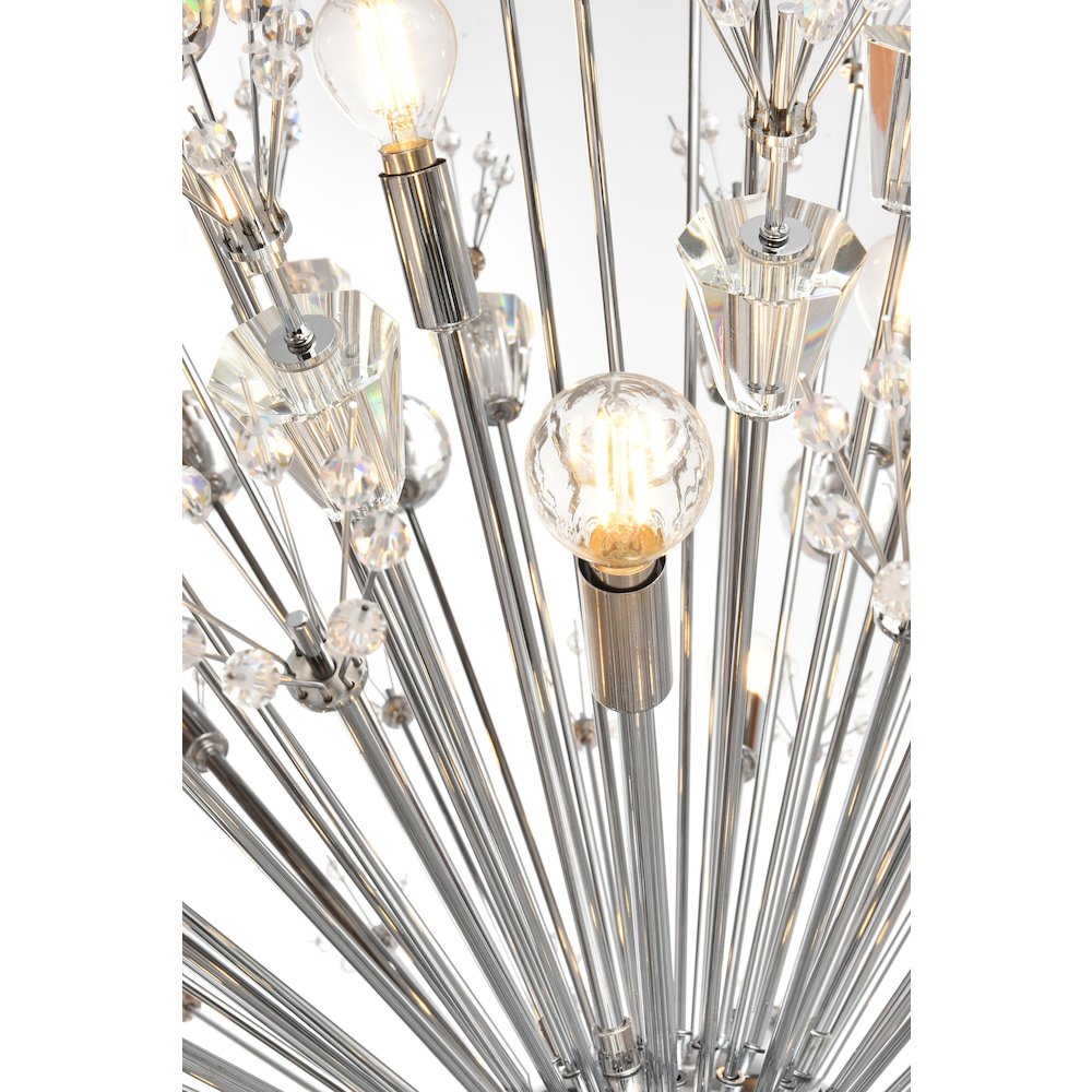 Vera 44 inch crystal starburst round pendant in chrome. Picture 4