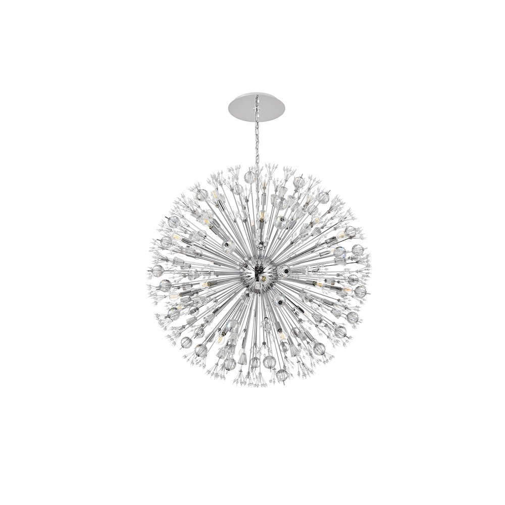Vera 44 inch crystal starburst round pendant in chrome. Picture 7
