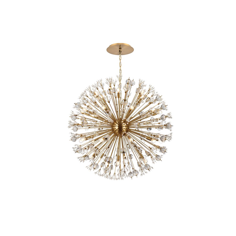 Vera 44 inch crystal starburst round pendant in gold. Picture 1
