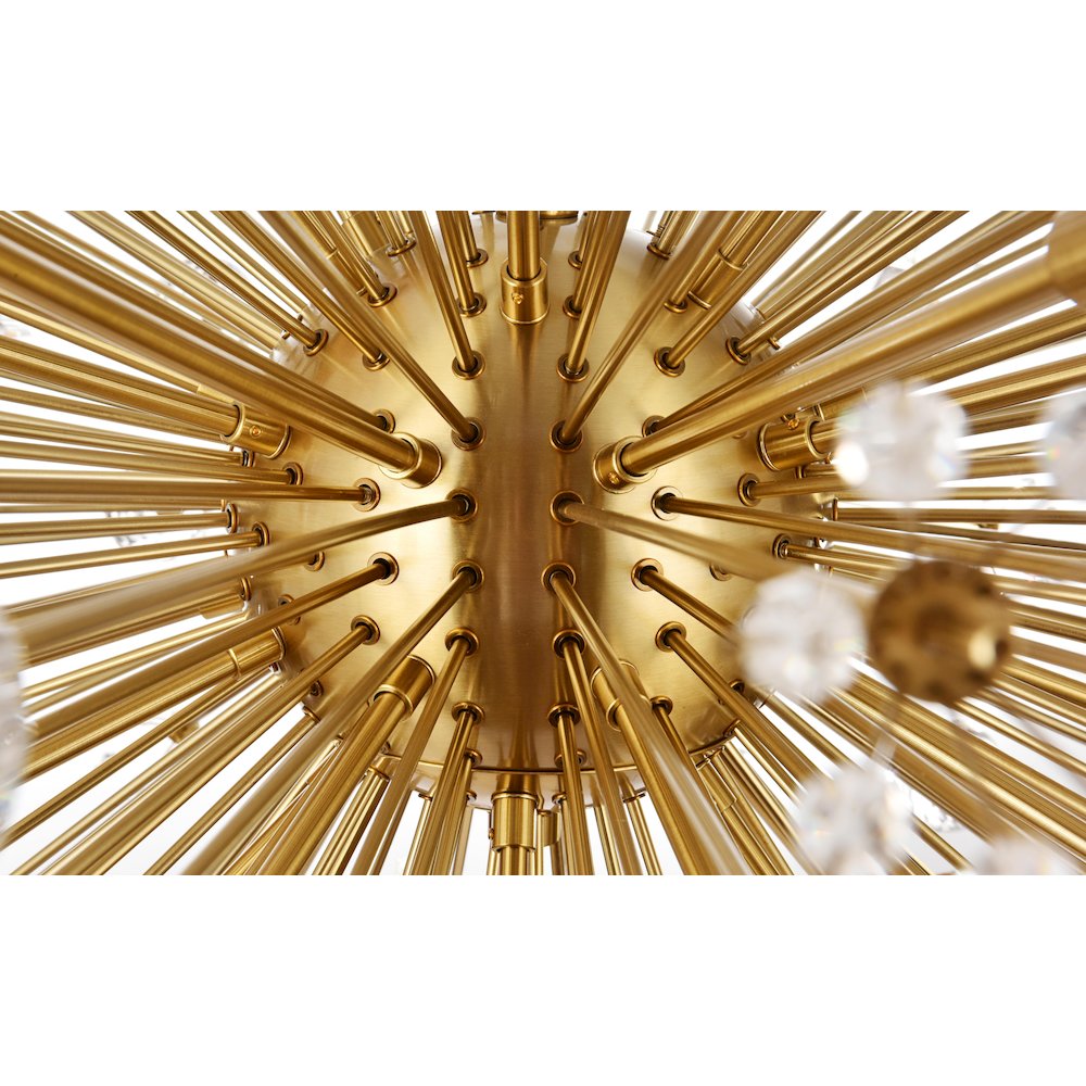 Vera 44 inch crystal starburst round pendant in gold. Picture 5