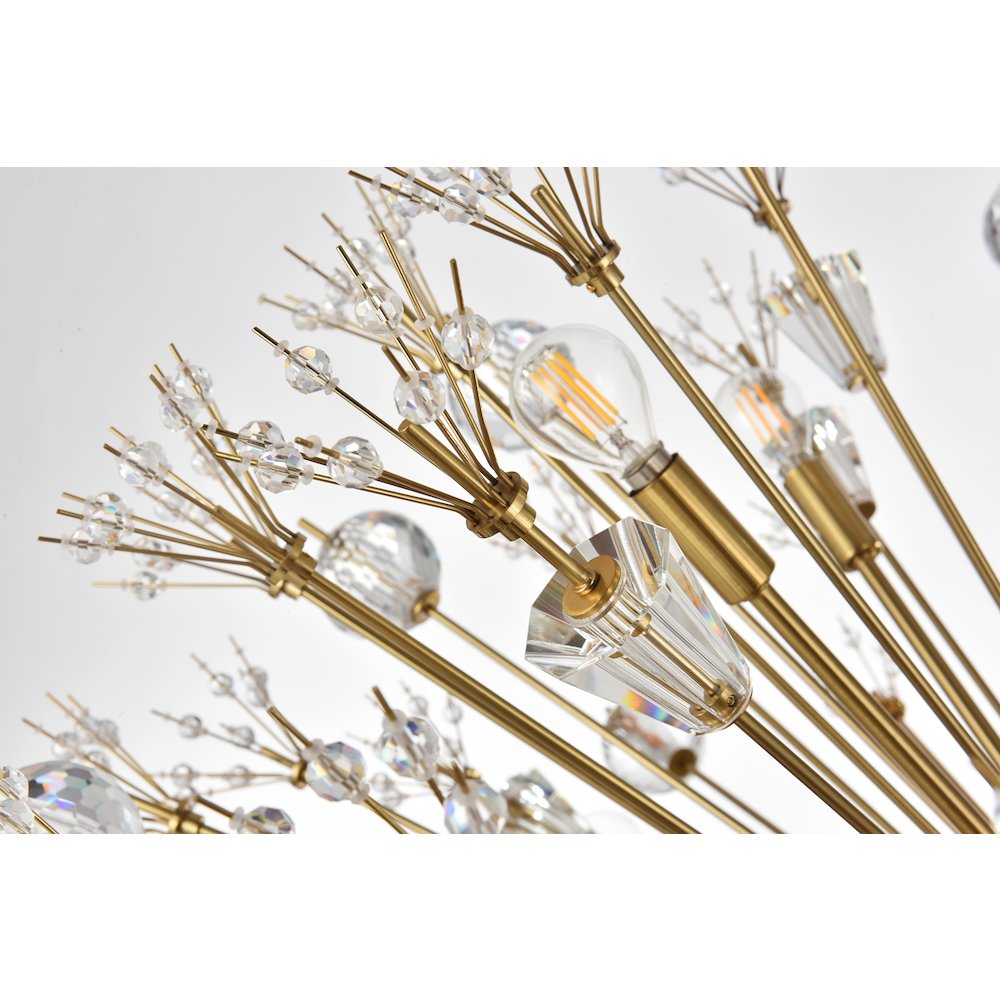 Vera 44 inch crystal starburst round pendant in gold. Picture 6