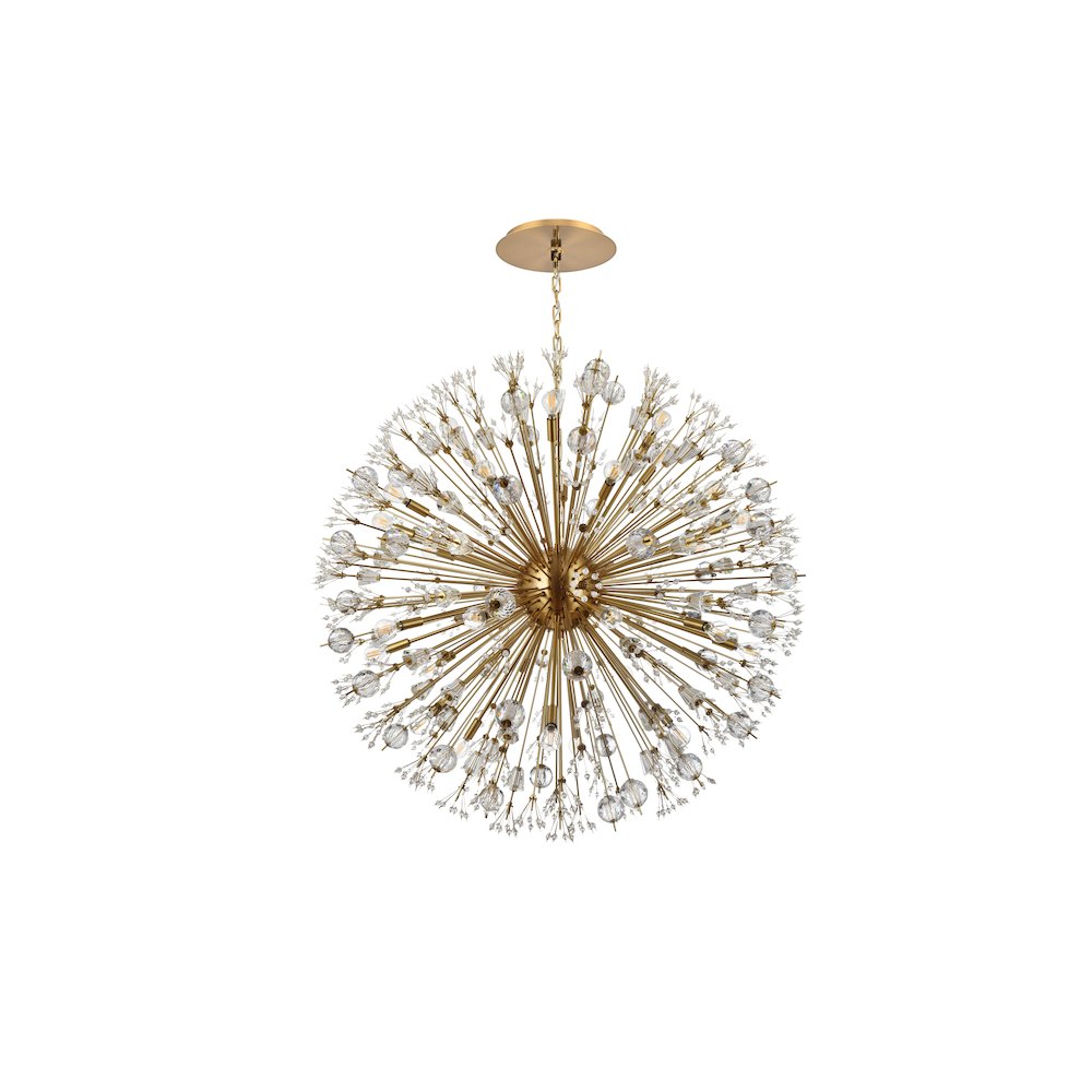 Vera 44 inch crystal starburst round pendant in gold. Picture 7