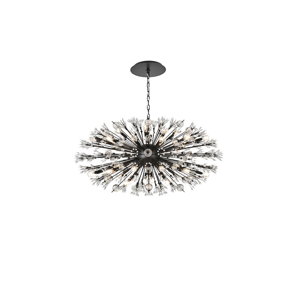 Vera 48 inch crystal starburst oval pendant in black. Picture 1