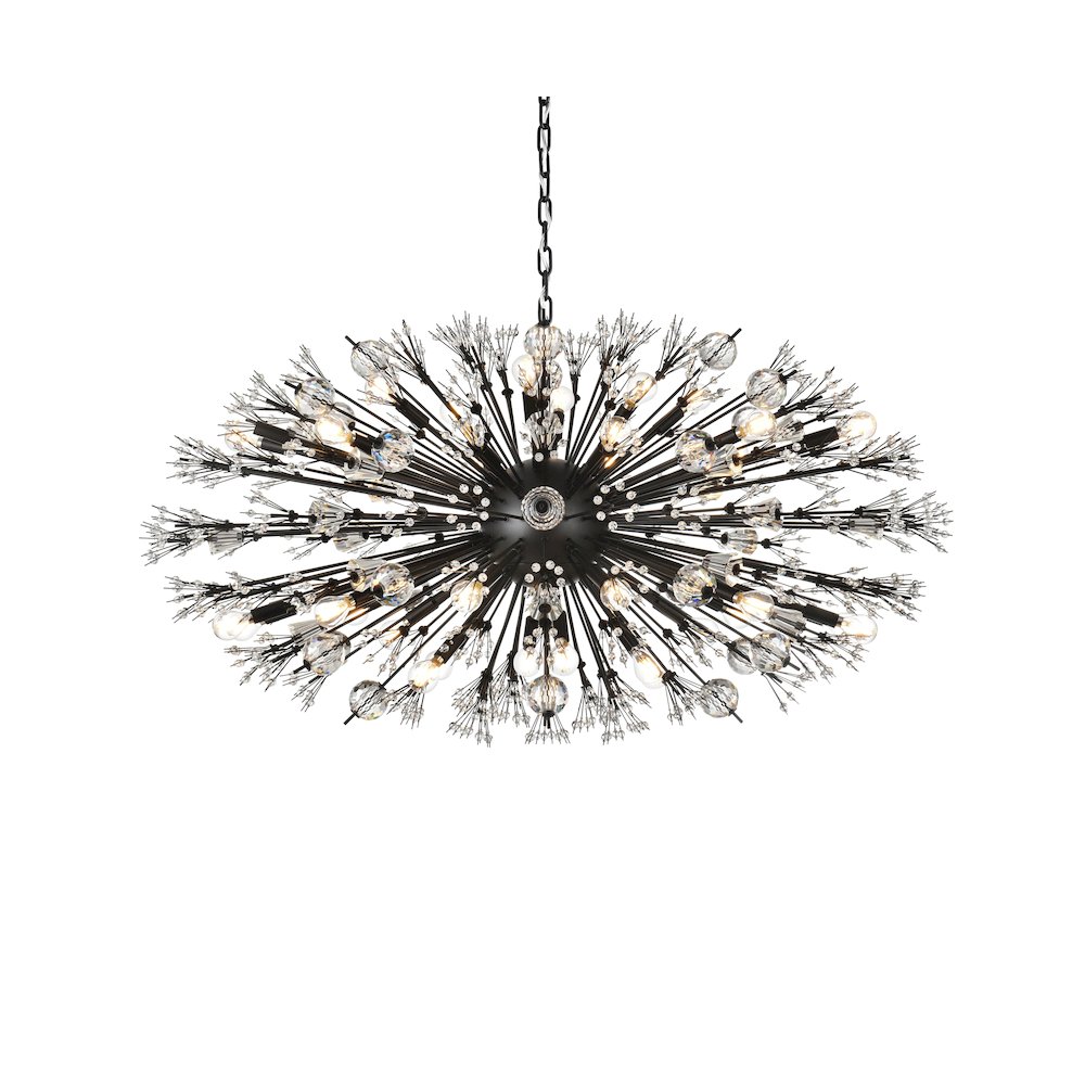 Vera 48 inch crystal starburst oval pendant in black. Picture 3