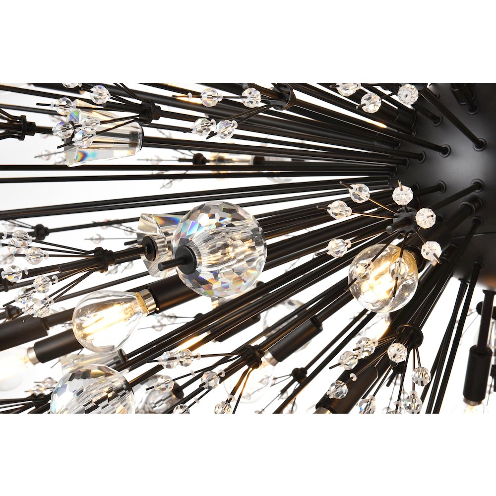 Vera 48 inch crystal starburst oval pendant in black. Picture 4