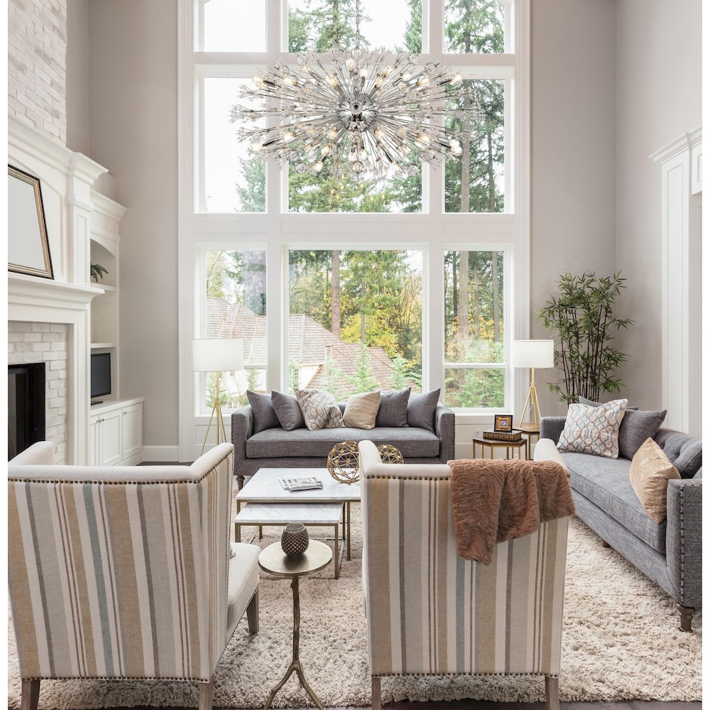 Vera 48 inch crystal starburst oval pendant in chrome. Picture 2