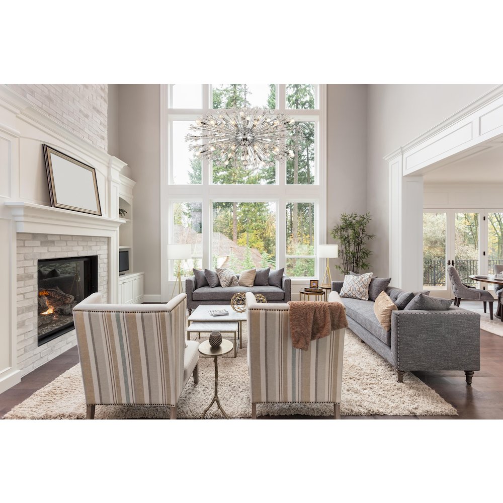 Vera 48 inch crystal starburst oval pendant in chrome. Picture 8