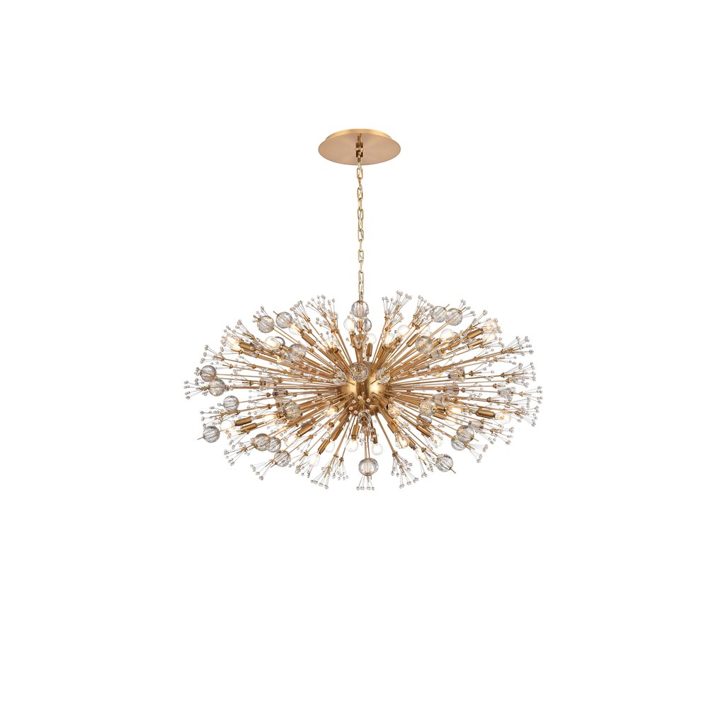 Vera 48 inch crystal starburst oval pendant in gold. Picture 1
