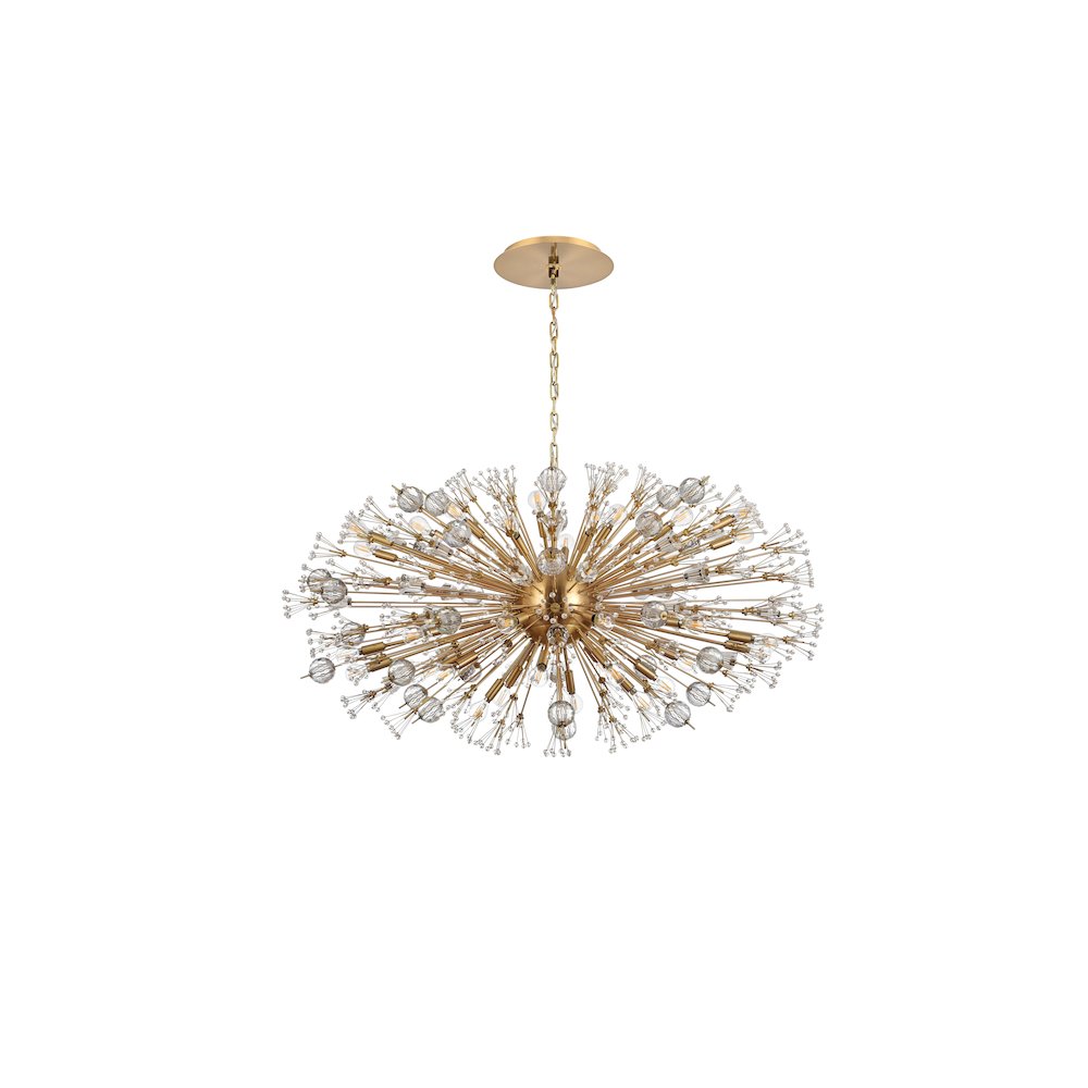 Vera 48 inch crystal starburst oval pendant in gold. Picture 7