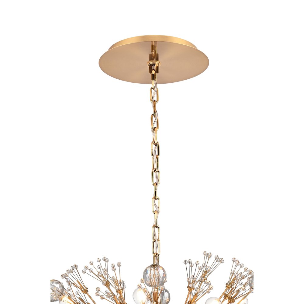 Vera 48 inch crystal starburst oval pendant in gold. Picture 9