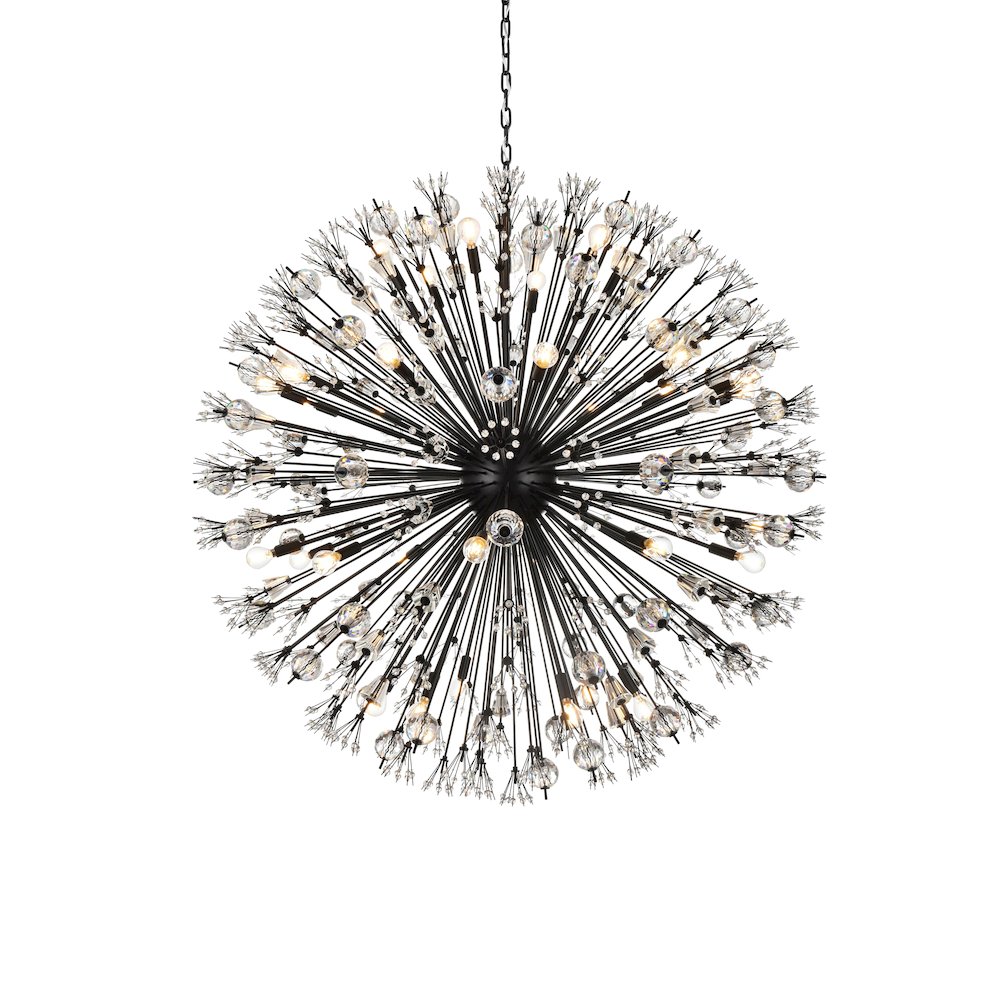 Vera 50 inch crystal starburst round pendant in black. Picture 3