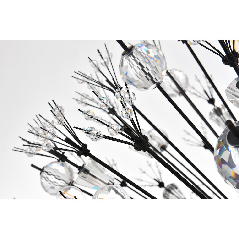 Vera 50 inch crystal starburst round pendant in black. Picture 6